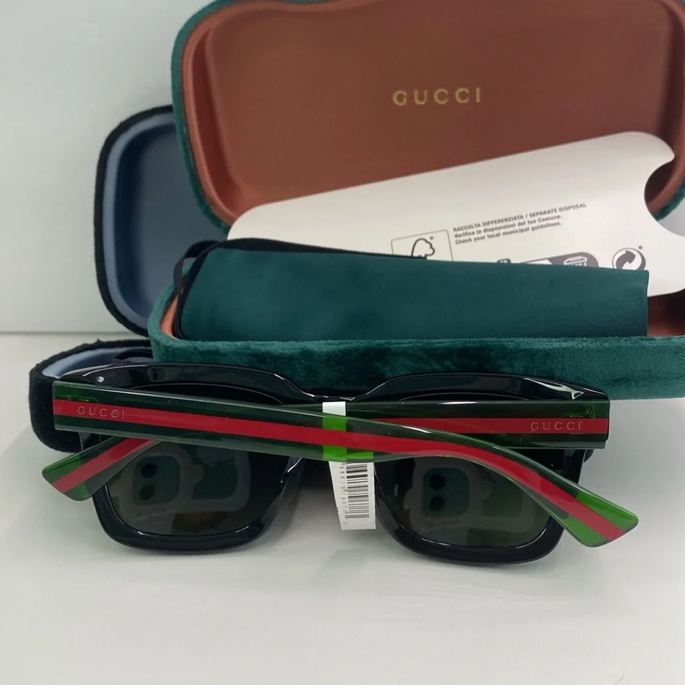 💯 - New Authentic Gucci Green Square Men`s Sunglasses GG0001SN 002 52 GG0001…